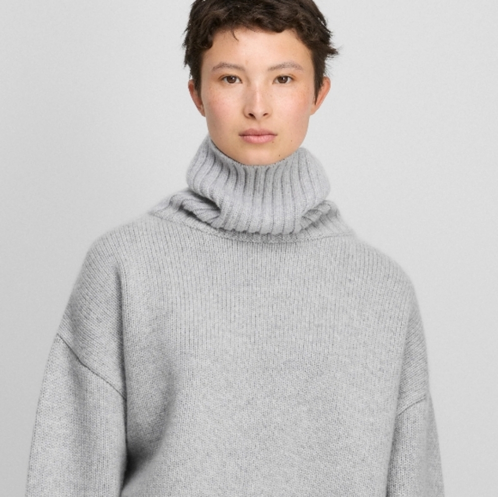 THEORY 100% Cashmere Grey Thick Big Oversized Sweater L